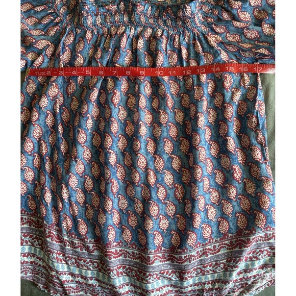 NEW Beachlunchlounge Womens Size S Paisley Boho Off Shoulder Navy Red Top NWT - Picture 7 of 10